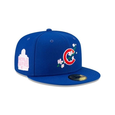 Blue Chicago Cubs Hat - New Era MLB Side Patch Bloom 59FIFTY Fitted Caps USA0987536